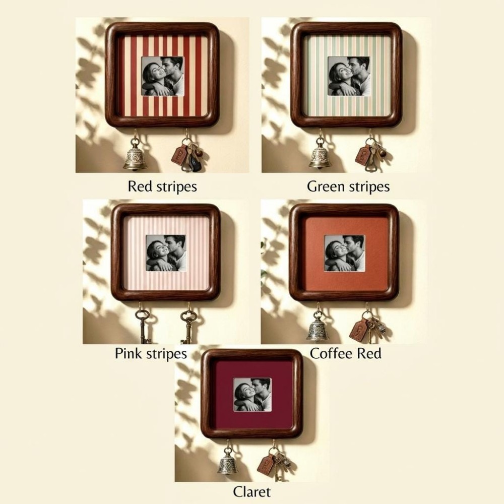 Personalized Wooden Photo Key Holder Custom Wall Decor Gift for Couples