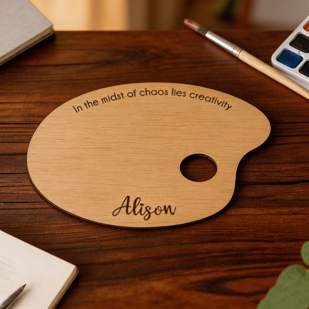 Personalized Wooden Artist Palette with Name | Custom Engraved Paint Palette for Artists | Unique Art Teacher Gift for Painters & Students