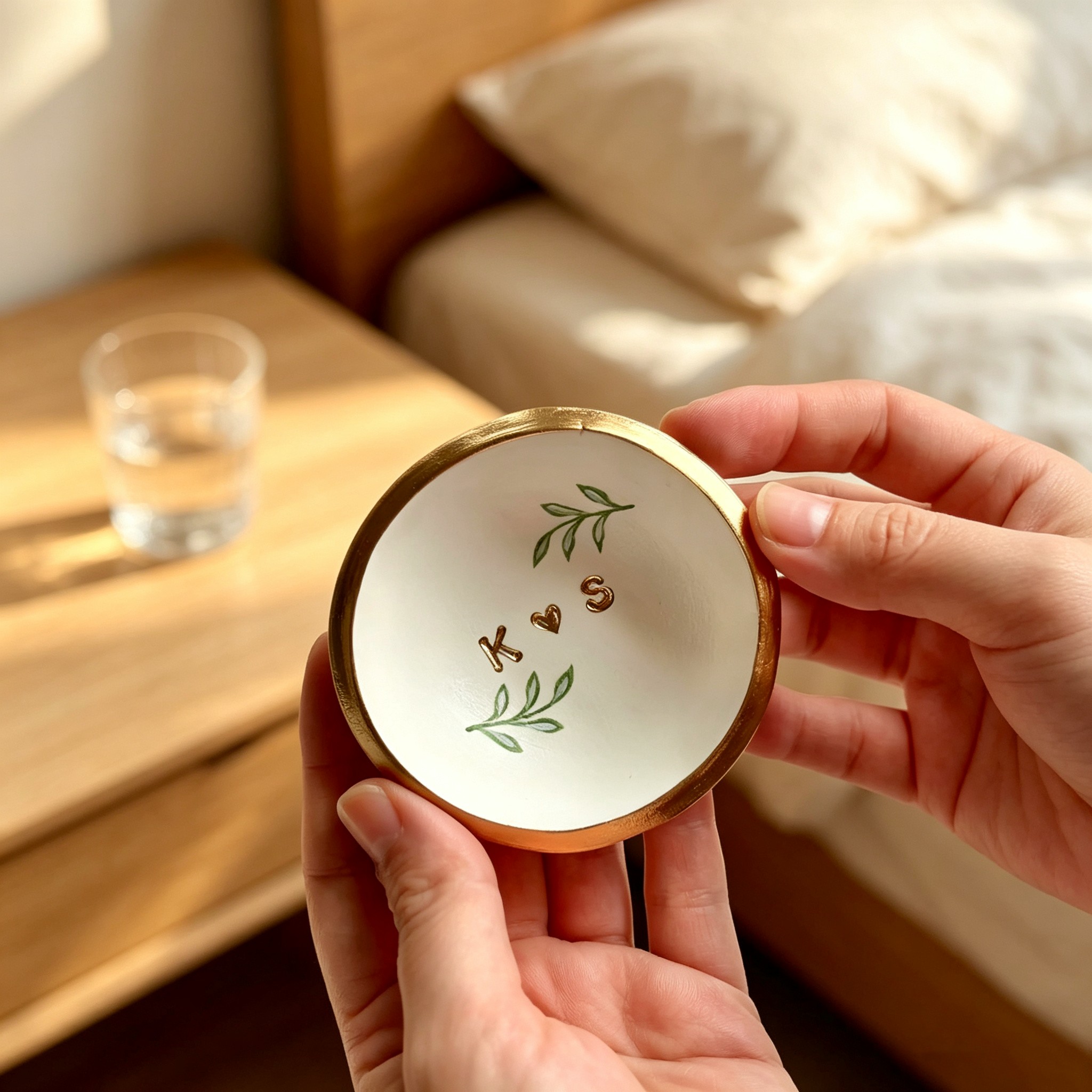 Personalized Wedding Ring Dish – Custom Couple Initials and Date Keepsake Gift for Newlyweds