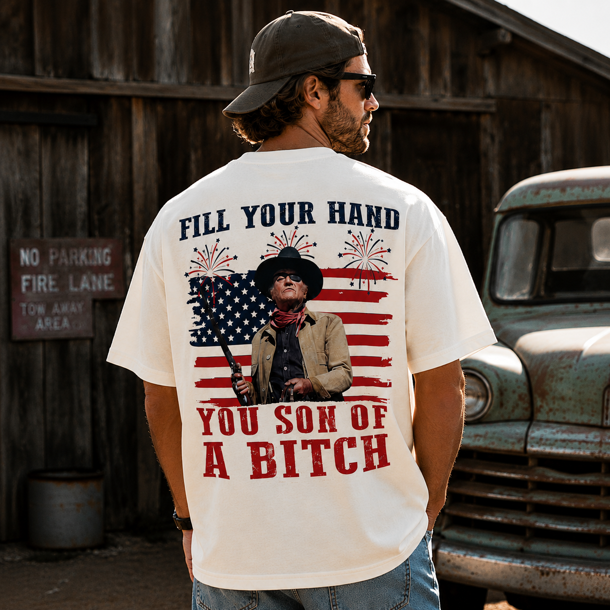 Fill Your Hand You Son of A Bitch Western Cowboy Patriotic Graphic T-Shirt