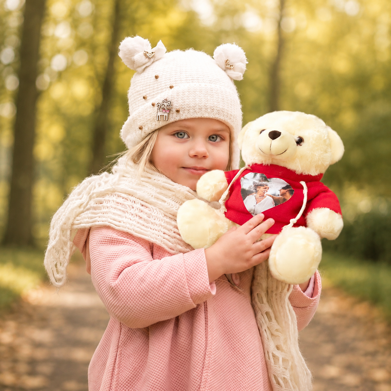 Personalized Memory Teddy Bear with Photo Heart Shirt, Custom Plush Bear Gift for Anniversary, Memorial Keepsake, Family & Loved Ones