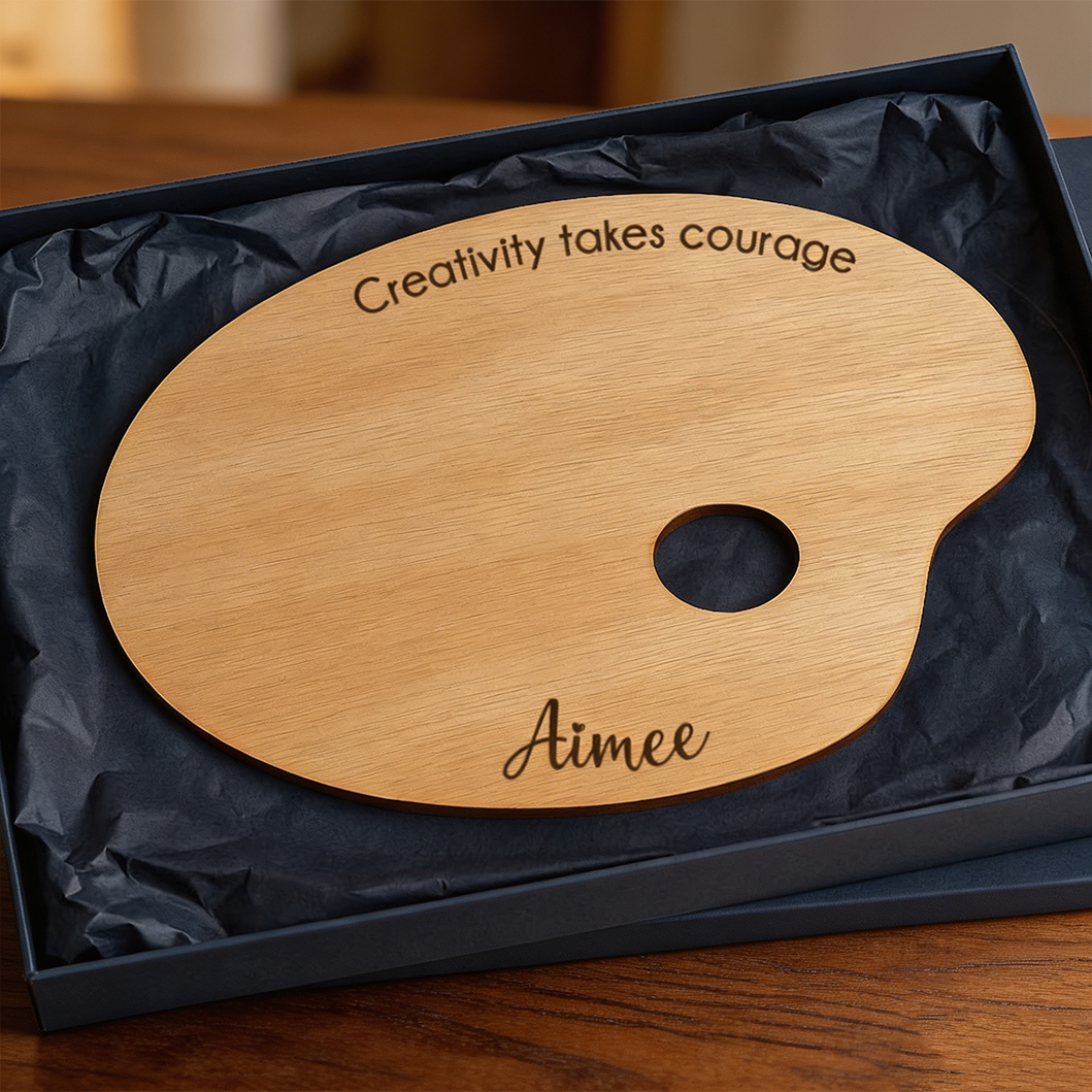 Personalized Wooden Artist Palette with Name | Custom Engraved Paint Palette for Artists | Unique Art Teacher Gift for Painters & Students