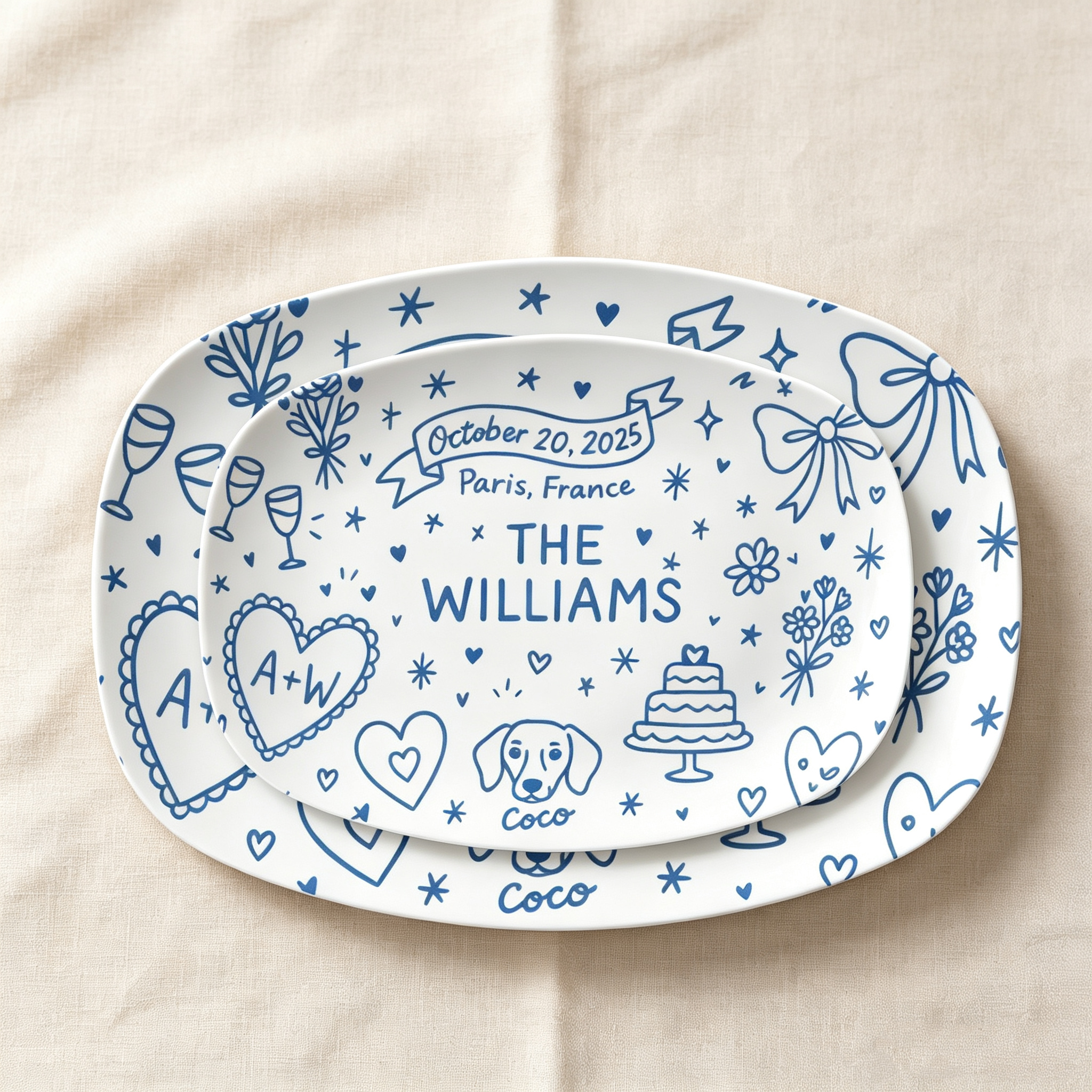 Personalized Decorative Plate, Custom Oval Display Platter, Memorial Keepsake Home Decor, Wedding Anniversary Gift, Custom Wall Art Plate