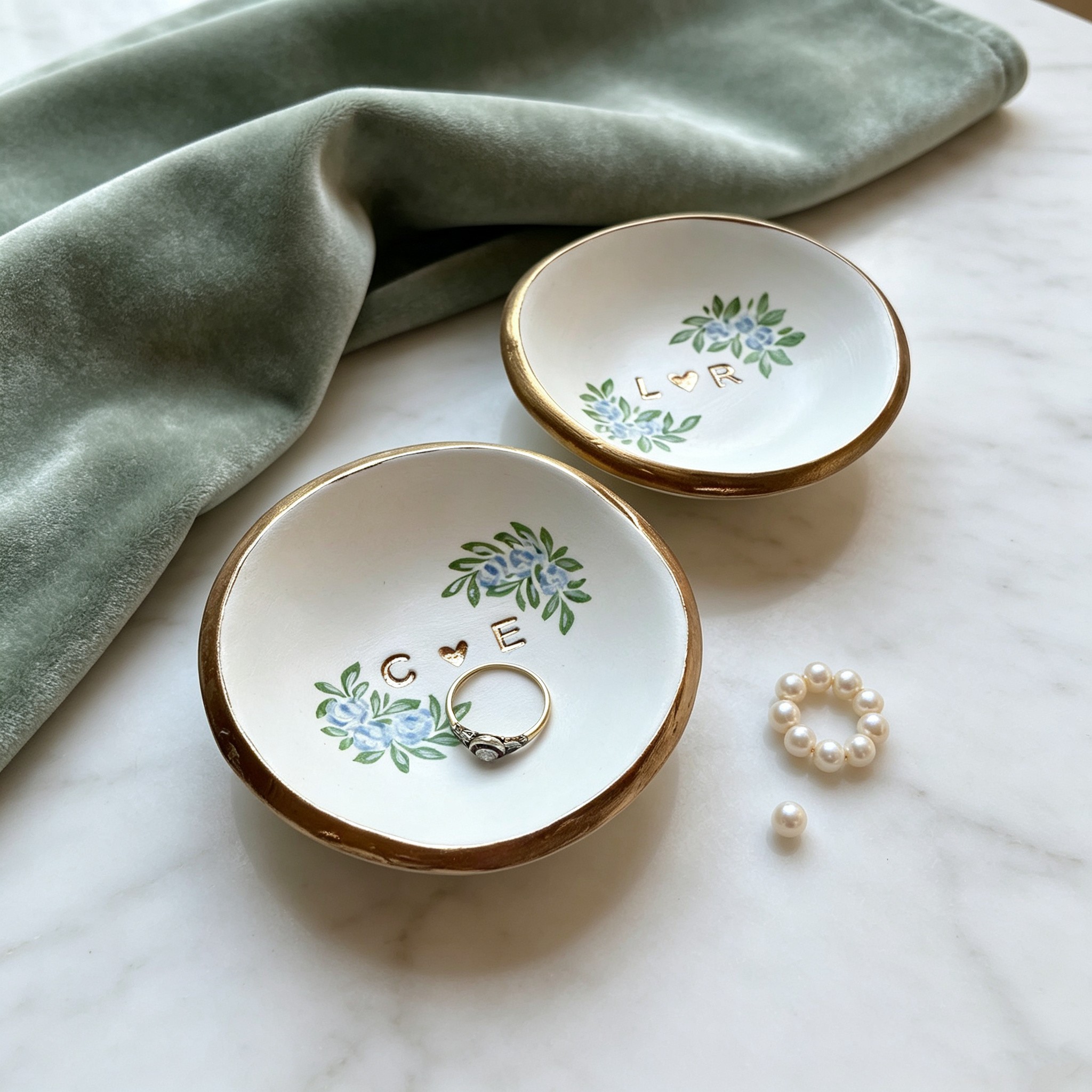 Personalized Wedding Ring Dish – Custom Couple Initials and Date Keepsake Gift for Newlyweds
