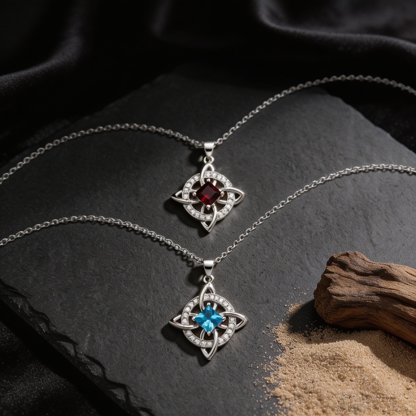 Celtic Witch's Knot Birthstone Necklace Protection Christmas Gift for Her