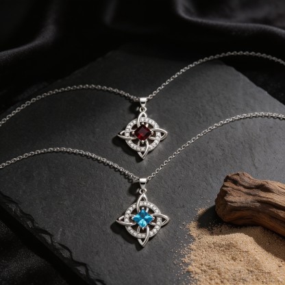 Celtic Witch's Knot Birthstone Necklace Protection Christmas Gift for Her