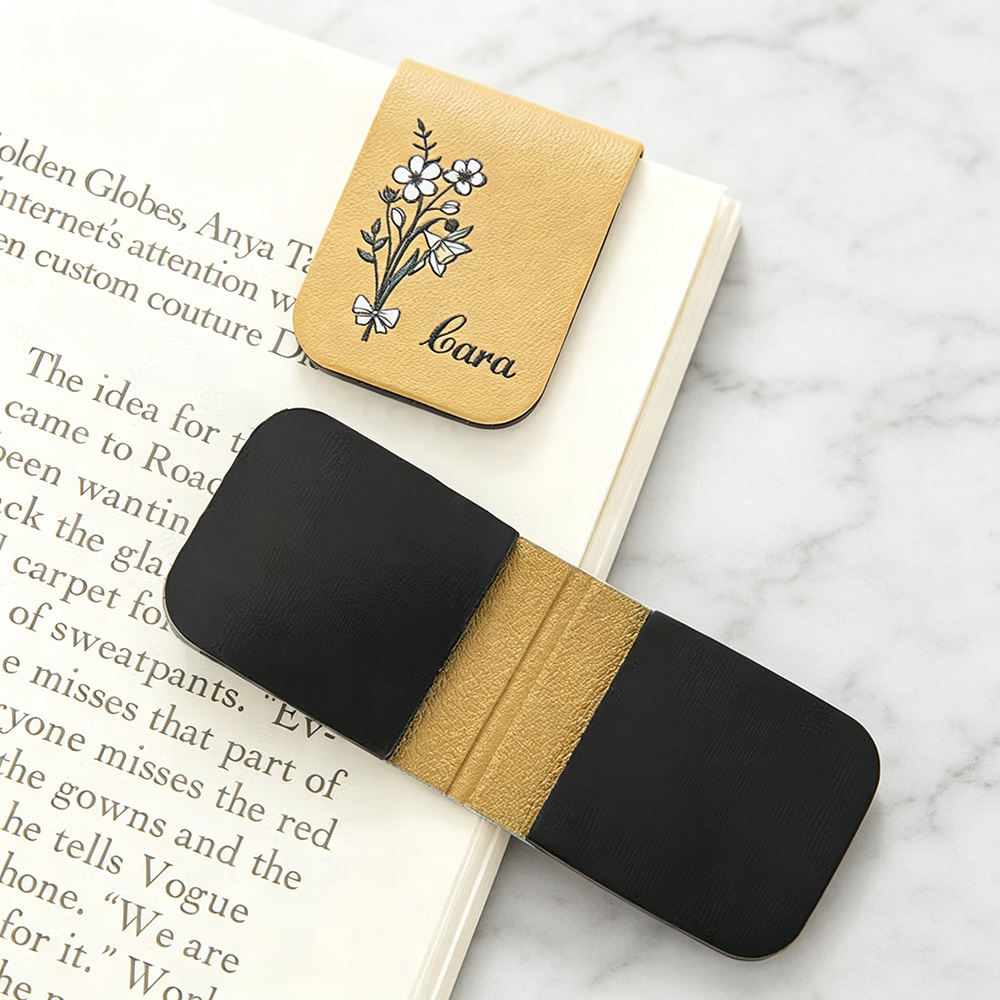 Personalized Birth Flower Magnetic Bookmark Clip with Custom Name, Floral Reading Accessory, Gift for Book Lovers
