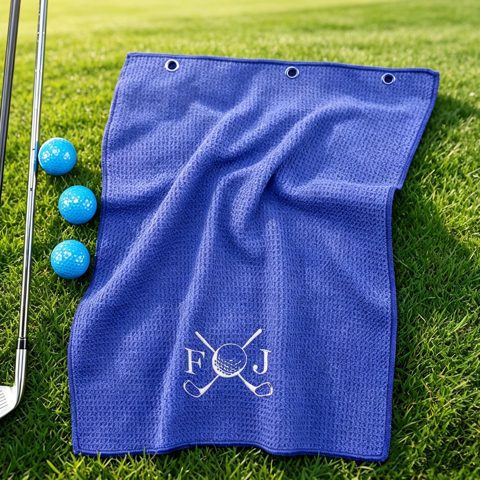Personalized Embroidered Golf Towel with Hanging Clip, Custom Monogram Waffle Absorbent Golf Bag Towel, Unique Birthday Gift for Golf Players