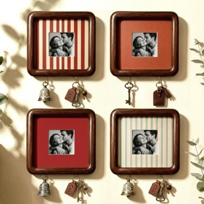 Personalized Wooden Photo Key Holder Custom Wall Decor Gift for Couples