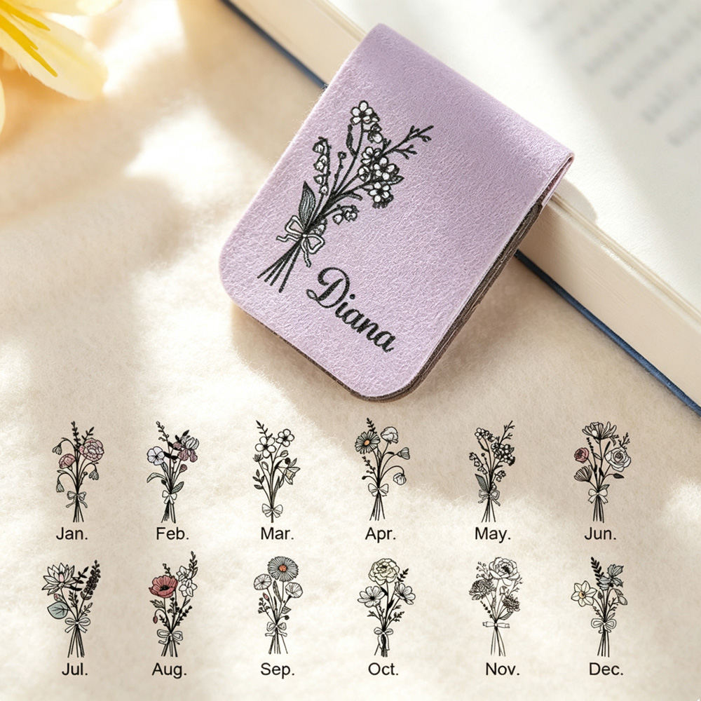 Personalized Birth Flower Magnetic Bookmark Clip with Custom Name, Floral Reading Accessory, Gift for Book Lovers