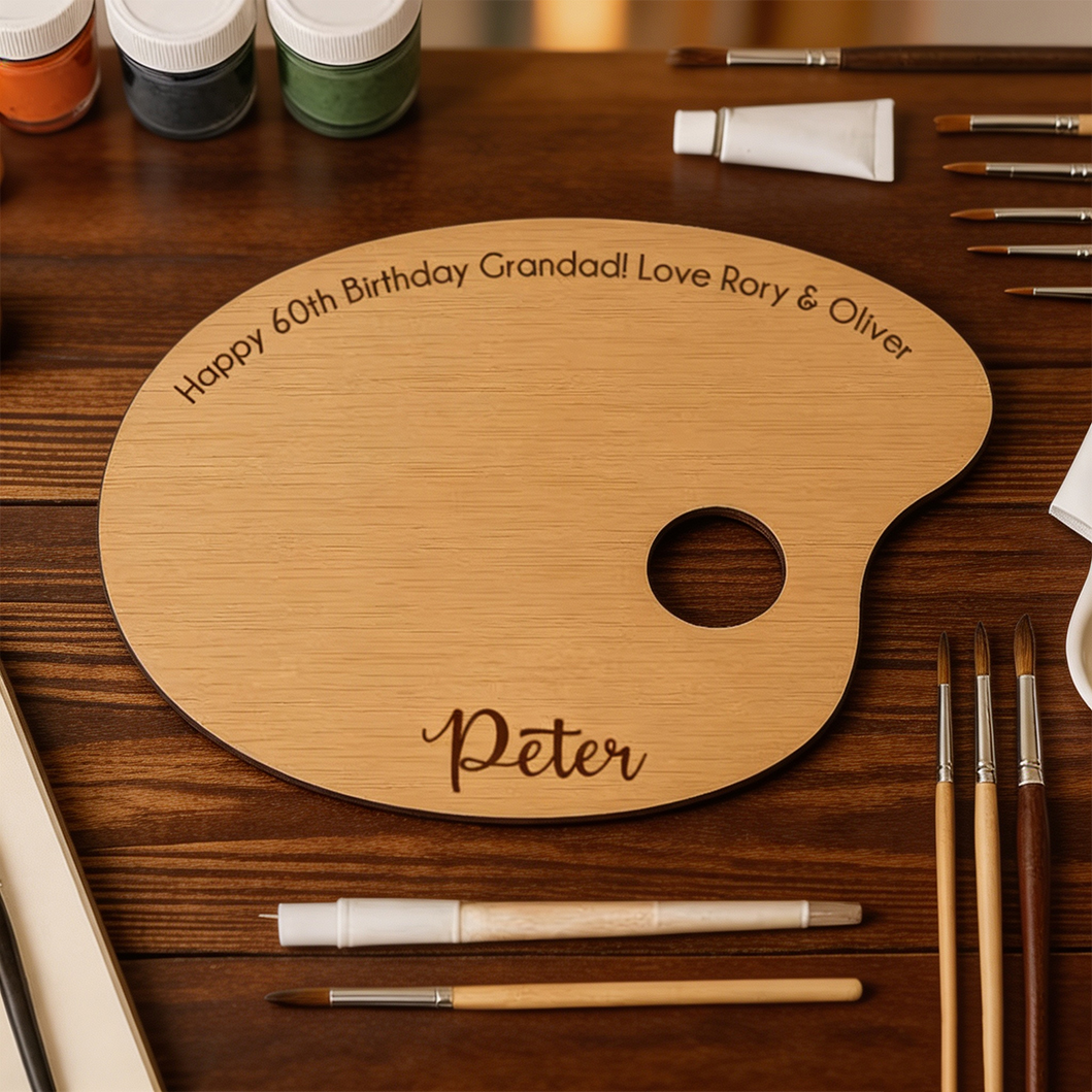 Personalized Wooden Artist Palette with Name | Custom Engraved Paint Palette for Artists | Unique Art Teacher Gift for Painters & Students