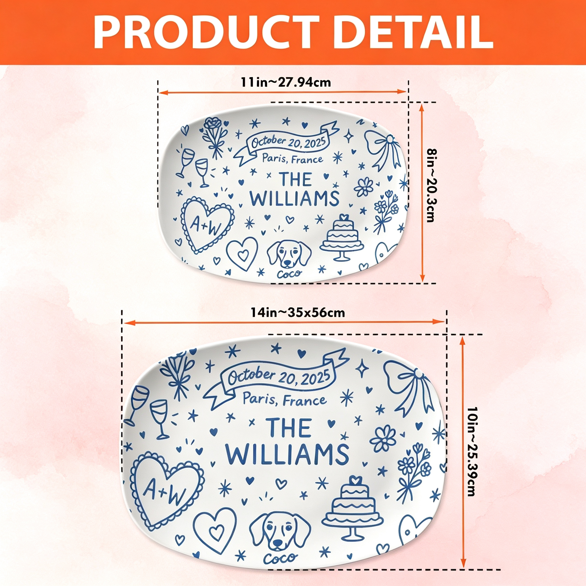 Personalized Decorative Plate, Custom Oval Display Platter, Memorial Keepsake Home Decor, Wedding Anniversary Gift, Custom Wall Art Plate