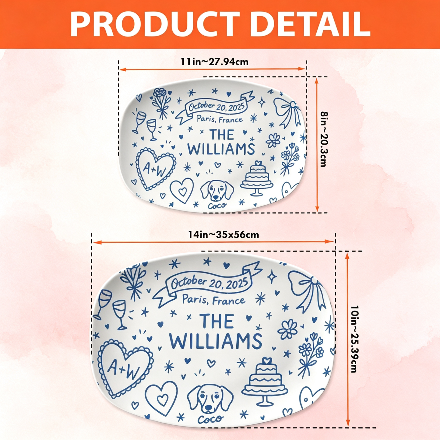 Personalized Decorative Plate, Custom Oval Display Platter, Memorial Keepsake Home Decor, Wedding Anniversary Gift, Custom Wall Art Plate