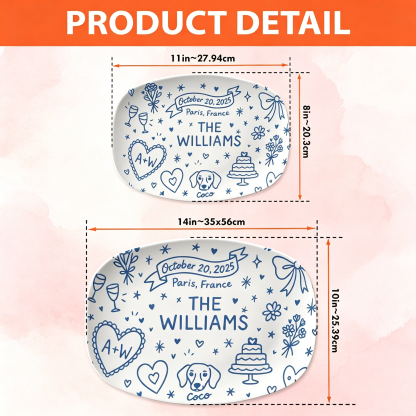 Personalized Decorative Plate, Custom Oval Display Platter, Memorial Keepsake Home Decor, Wedding Anniversary Gift, Custom Wall Art Plate