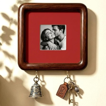 Personalized Wooden Photo Key Holder Custom Wall Decor Gift for Couples