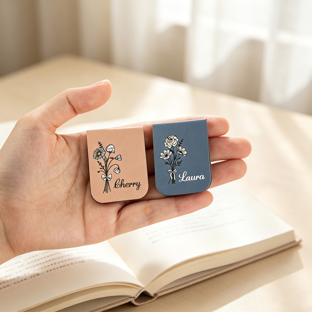 Personalized Birth Flower Magnetic Bookmark Clip with Custom Name, Floral Reading Accessory, Gift for Book Lovers