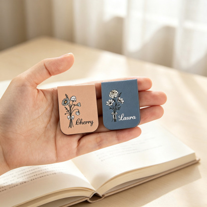 Personalized Birth Flower Magnetic Bookmark Clip with Custom Name, Floral Reading Accessory, Gift for Book Lovers