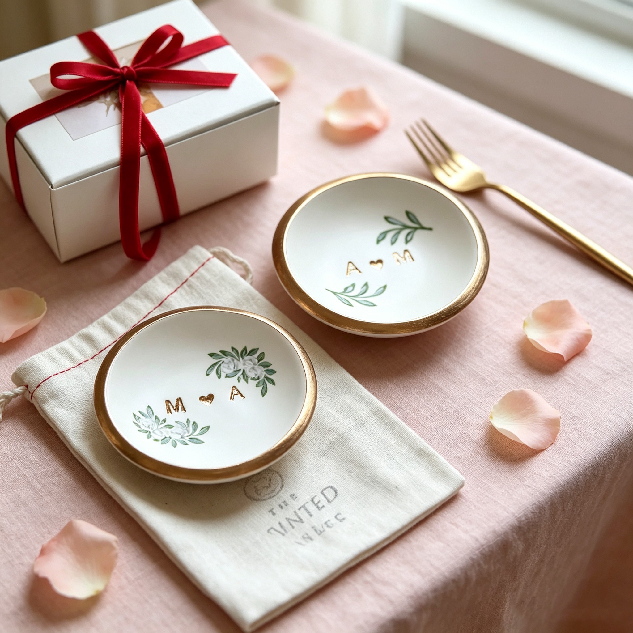 Personalized Wedding Ring Dish – Custom Couple Initials and Date Keepsake Gift for Newlyweds