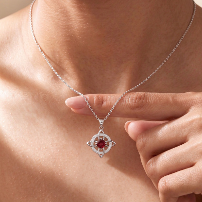 Celtic Witch's Knot Birthstone Necklace Protection Christmas Gift for Her