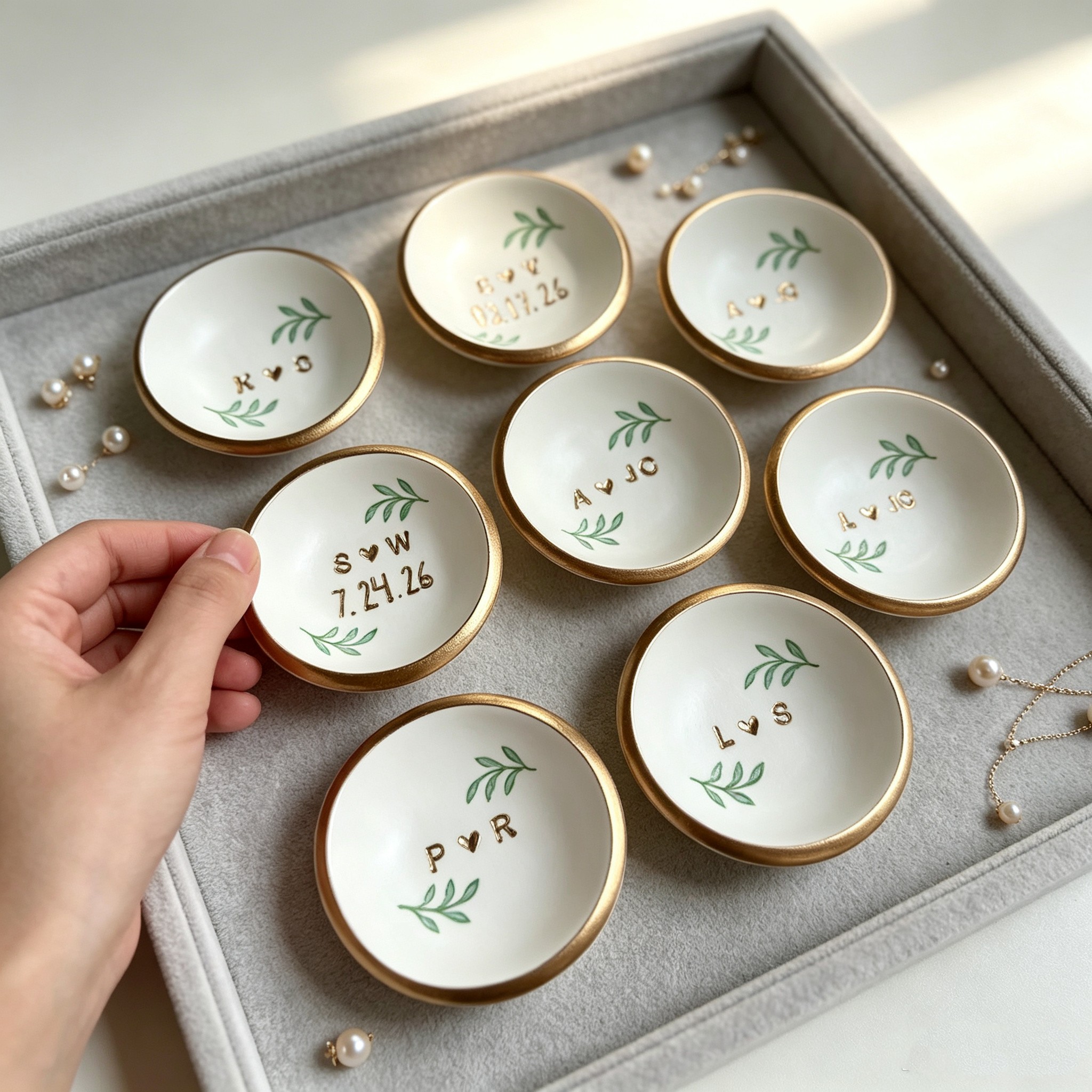 Personalized Wedding Ring Dish – Custom Couple Initials and Date Keepsake Gift for Newlyweds