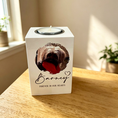 Personalized Pet Memorial Candle Holder, Custom Photo Tealight Holder, Dog or Cat Remembrance Gift, Sympathy Keepsake for Loss of Pet