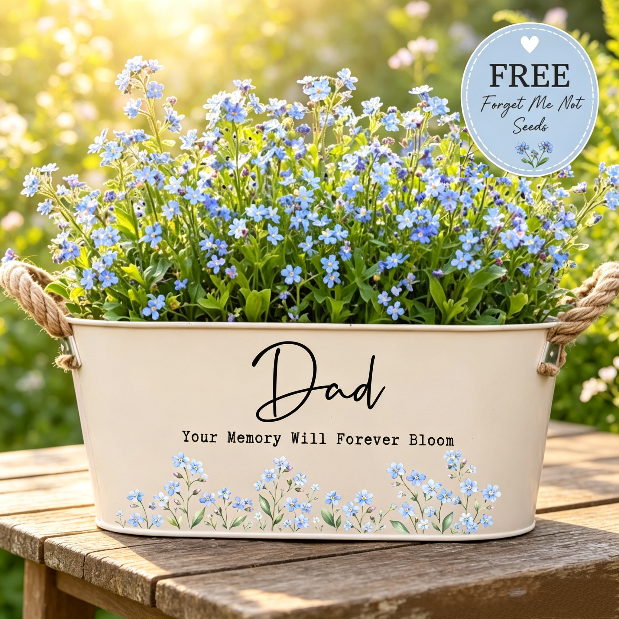 Personalized Memorial Planter, Forget Me Not Flower Pot, Custom Sympathy Gift, In Memory Garden Decor, Remembrance Gift for Loved Ones