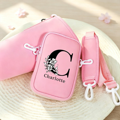 Personalized Floral Initial Water Bottle Carrier Bag with Removable Pouch & Adjustable Strap, Tumbler Holder Accessory for 40oz Stanley Cup, Birthday Gift for Women