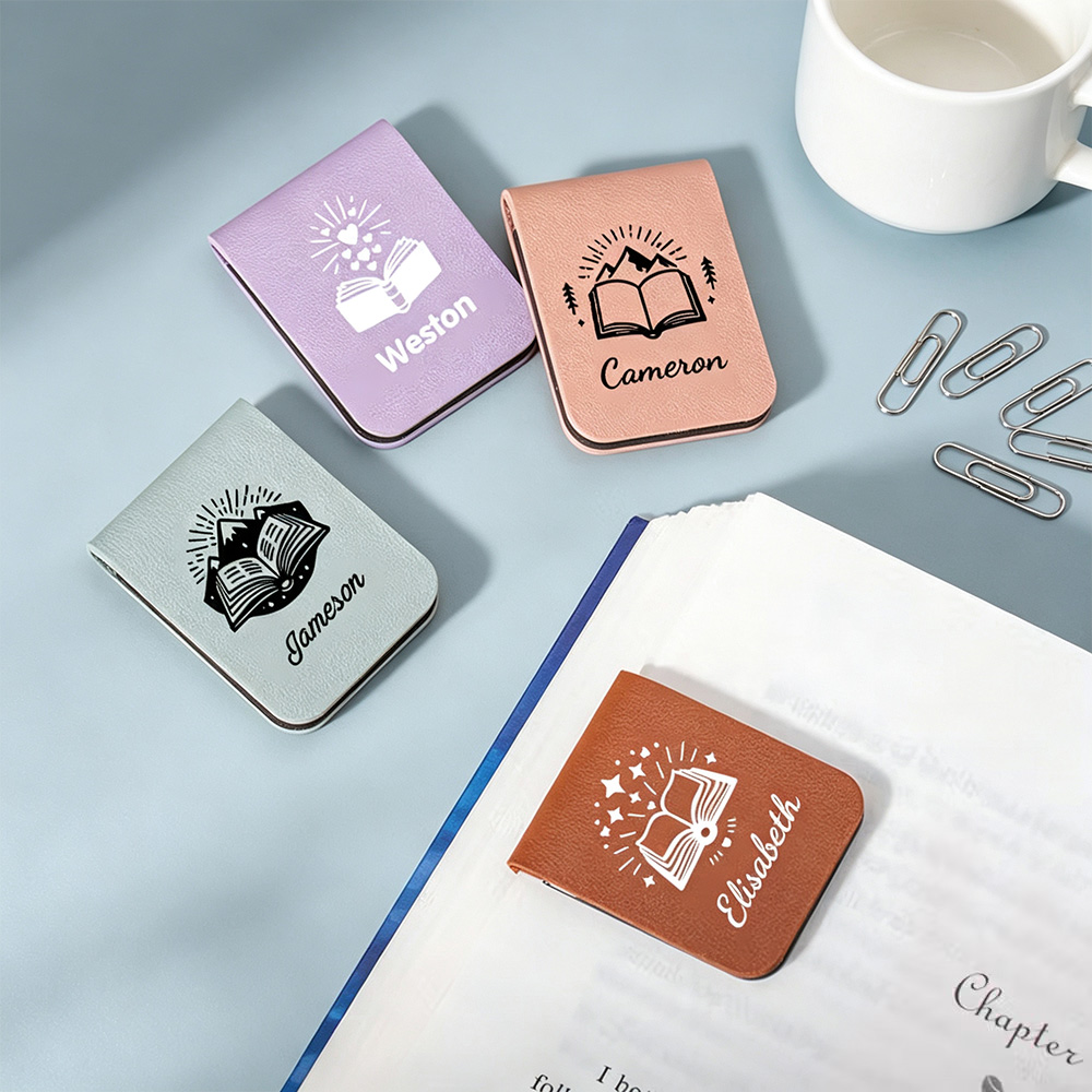 Personalized Magnetic Leather Bookmark with Name, Book Castle Night View Bookmark Clip, Gift for Book Lovers & Readers