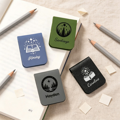 Personalized Magnetic Leather Bookmark with Name, Book Castle Night View Bookmark Clip, Gift for Book Lovers & Readers
