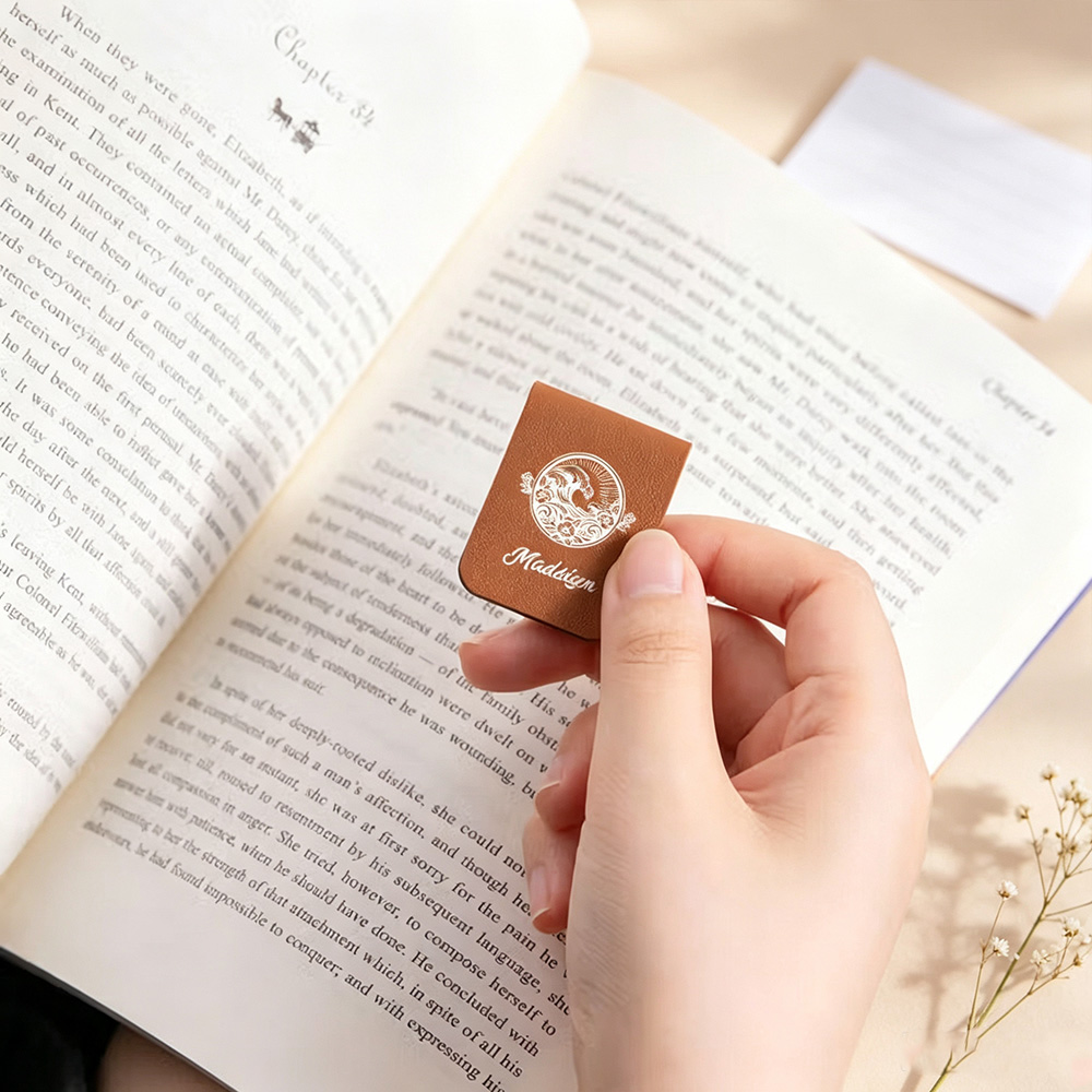 Personalized Magnetic Leather Bookmark with Name, Book Castle Night View Bookmark Clip, Gift for Book Lovers & Readers