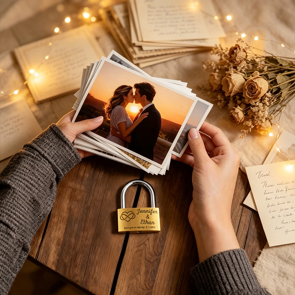 Personalized Heart Ring Brass Love Padlock with Keys, Engraved Names and Custom Text Romantic Wedding Engagement Anniversary Gift for Couples