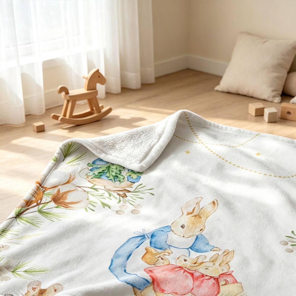 Personalized Peter Rabbit Easter Soft Throw Blanket with Name, Cute Bunny Nursery Blanket, Spring Home Decor, Baby Shower Birthday Gift for Newborns & Kids