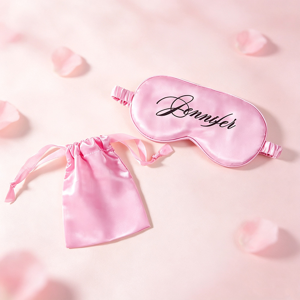Personalized Satin Sleep Eye Mask with Matching Pouch Custom Name Bridal Shower Bachelorette Party Wedding Gift for Her
