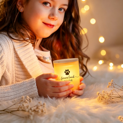 Personalized Pet Memorial LED Candle Jar with Name & Date, Forever Loved Pet Loss Sympathy Gift