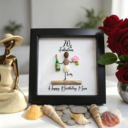 Personalized Pebble Art Birthday Frame, Custom Milestone Birthday Gift, Handmade Stone Art Keepsake, 30th 40th 50th 60th 70th Birthday Gift
