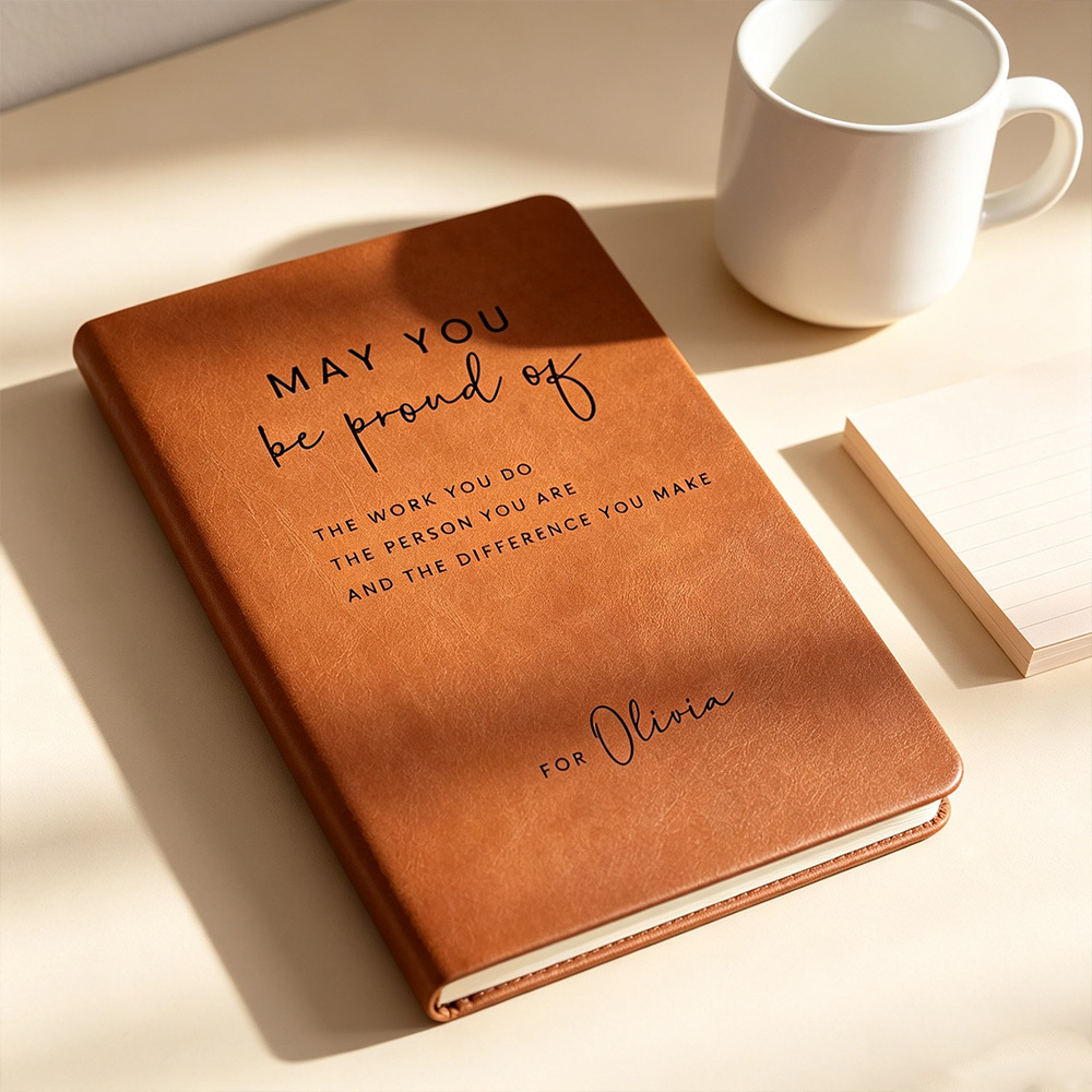 Personalized Leather Journal May You Be Proud Of Quote Notebook, Coworker Birthday Gift, Employee Appreciation Gift, Thank You Gift for Leader
