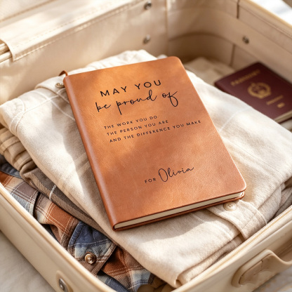 Personalized Leather Journal May You Be Proud Of Quote Notebook, Coworker Birthday Gift, Employee Appreciation Gift, Thank You Gift for Leader