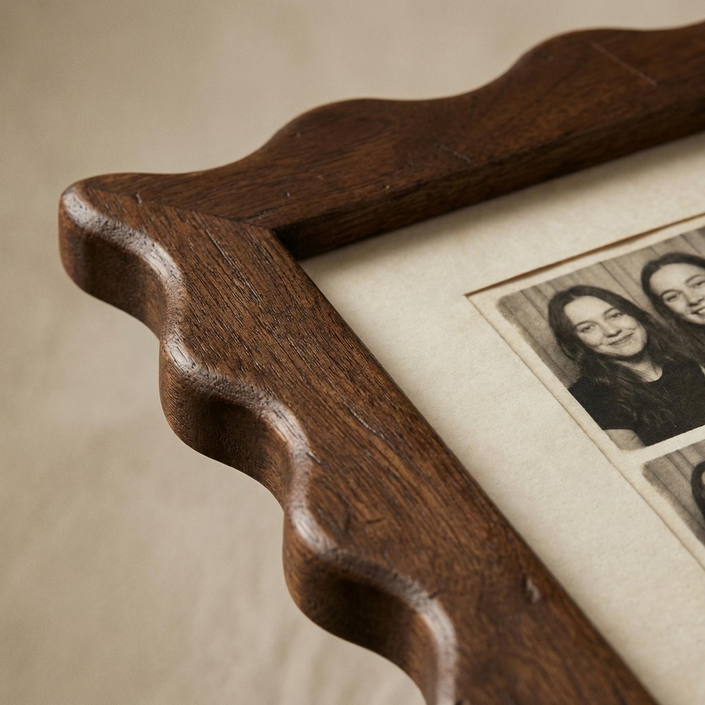 Personalized Vintage Wavy Edge Photo Strip Frame – Wooden Photo Booth Keepsake