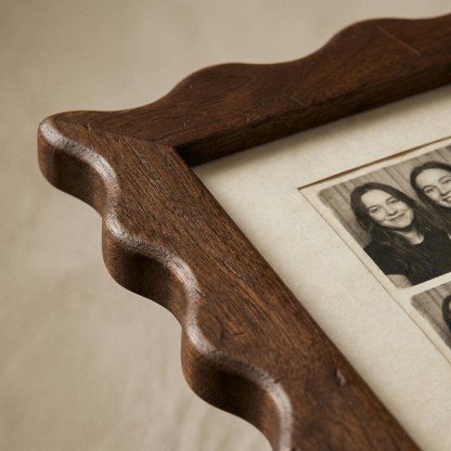 Personalized Vintage Wavy Edge Photo Strip Frame – Wooden Photo Booth Keepsake