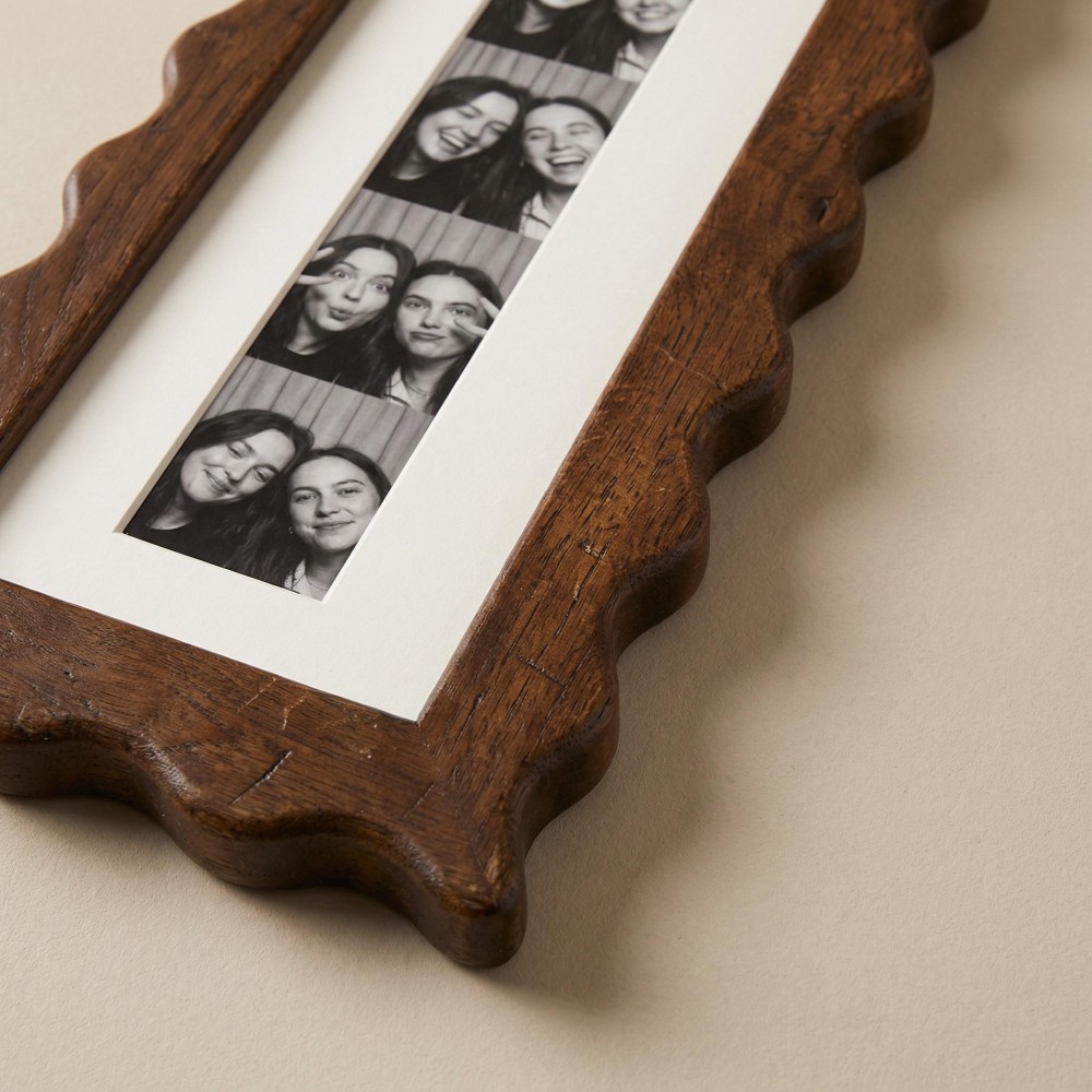 Personalized Vintage Wavy Edge Photo Strip Frame – Wooden Photo Booth Keepsake