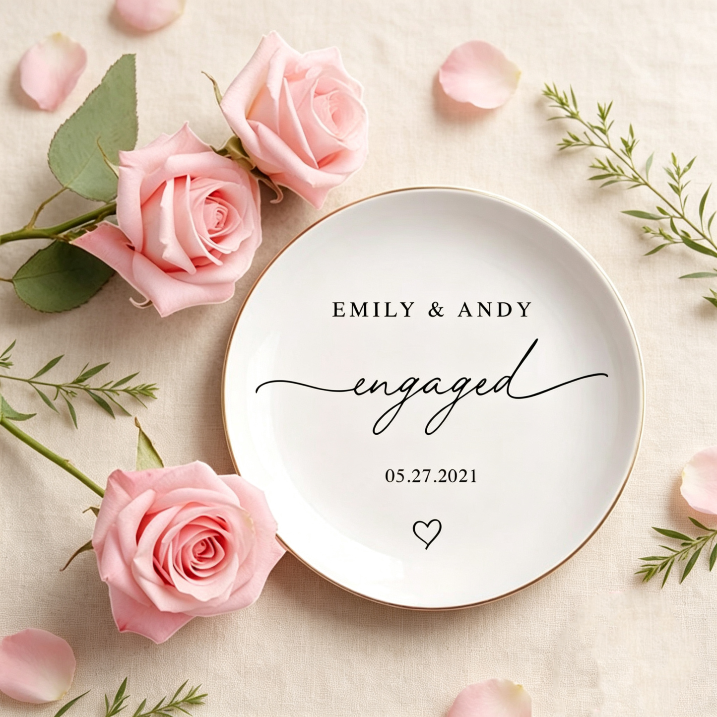 Personalized Ring Dish for Couples, Custom Engagement Ring Holder, Wedding Keepsake Dish, Bridal Shower Gift for Bride, Anniversary Gift for Her