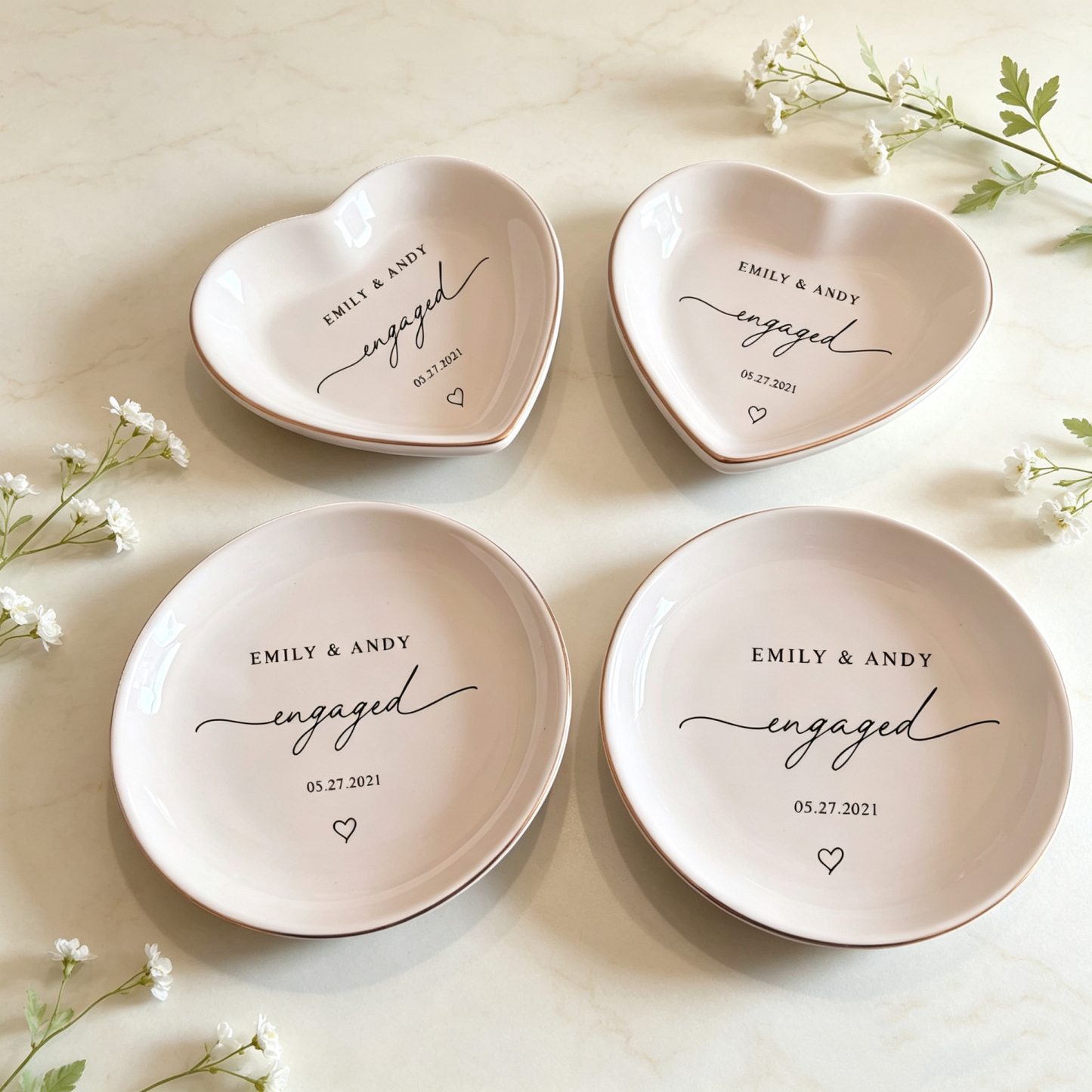 Personalized Ring Dish for Couples, Custom Engagement Ring Holder, Wedding Keepsake Dish, Bridal Shower Gift for Bride, Anniversary Gift for Her