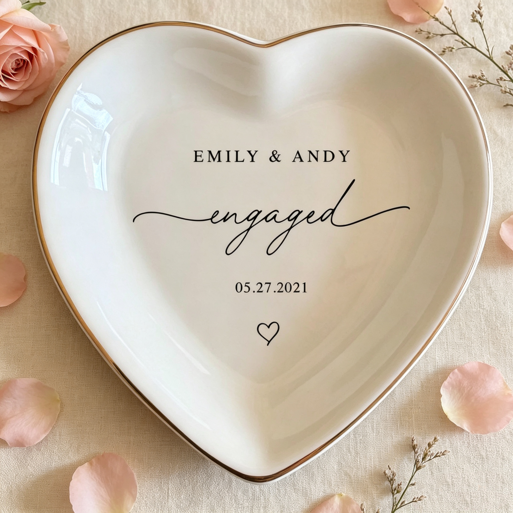Personalized Ring Dish for Couples, Custom Engagement Ring Holder, Wedding Keepsake Dish, Bridal Shower Gift for Bride, Anniversary Gift for Her