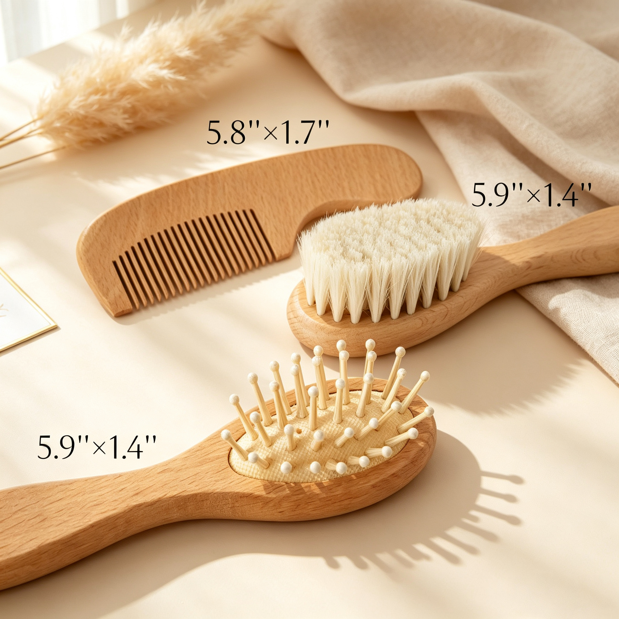 Personalized Wooden Baby Hair Brush & Comb Set, Custom Name Floral Hairbrush Set, Newborn Keepsake Gift, Baby Shower Gift for Boys & Girls