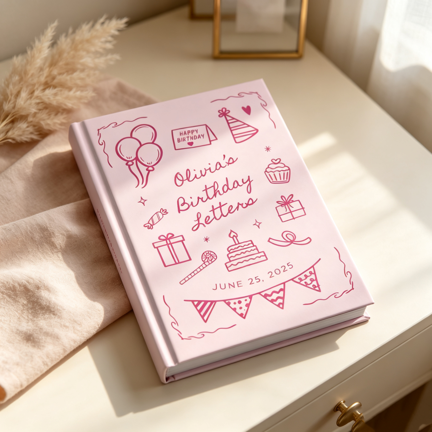 Personalized First Birthday Journal for Girls, Custom Baby Memory Book, Letters to My Daughter Keepsake, 1st Birthday Gift,