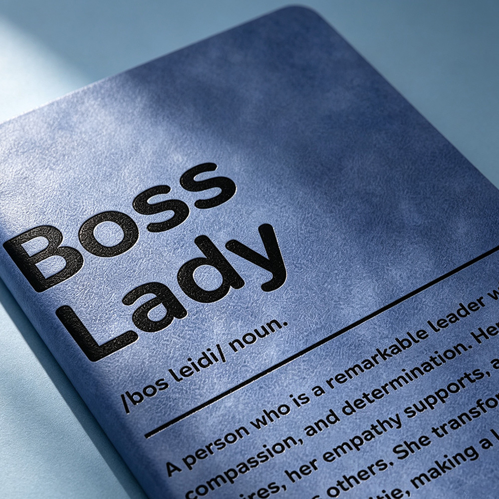 Personalized Boss Lady Definition PU Leather Notebook with Name, 200 Lined Pages, Birthday or Appreciation Gift for Women