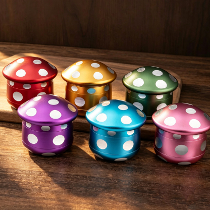 Personalized Mushroom-Shaped Metal Grinder with Name, Mesh Sieve and Mini Scraper, Birthday Gift for Adults