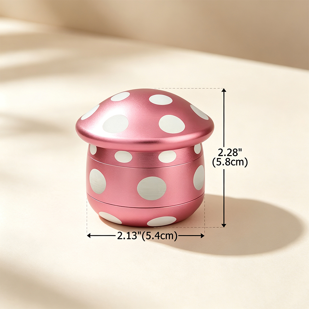 Personalized Mushroom-Shaped Metal Grinder with Name, Mesh Sieve and Mini Scraper, Birthday Gift for Adults