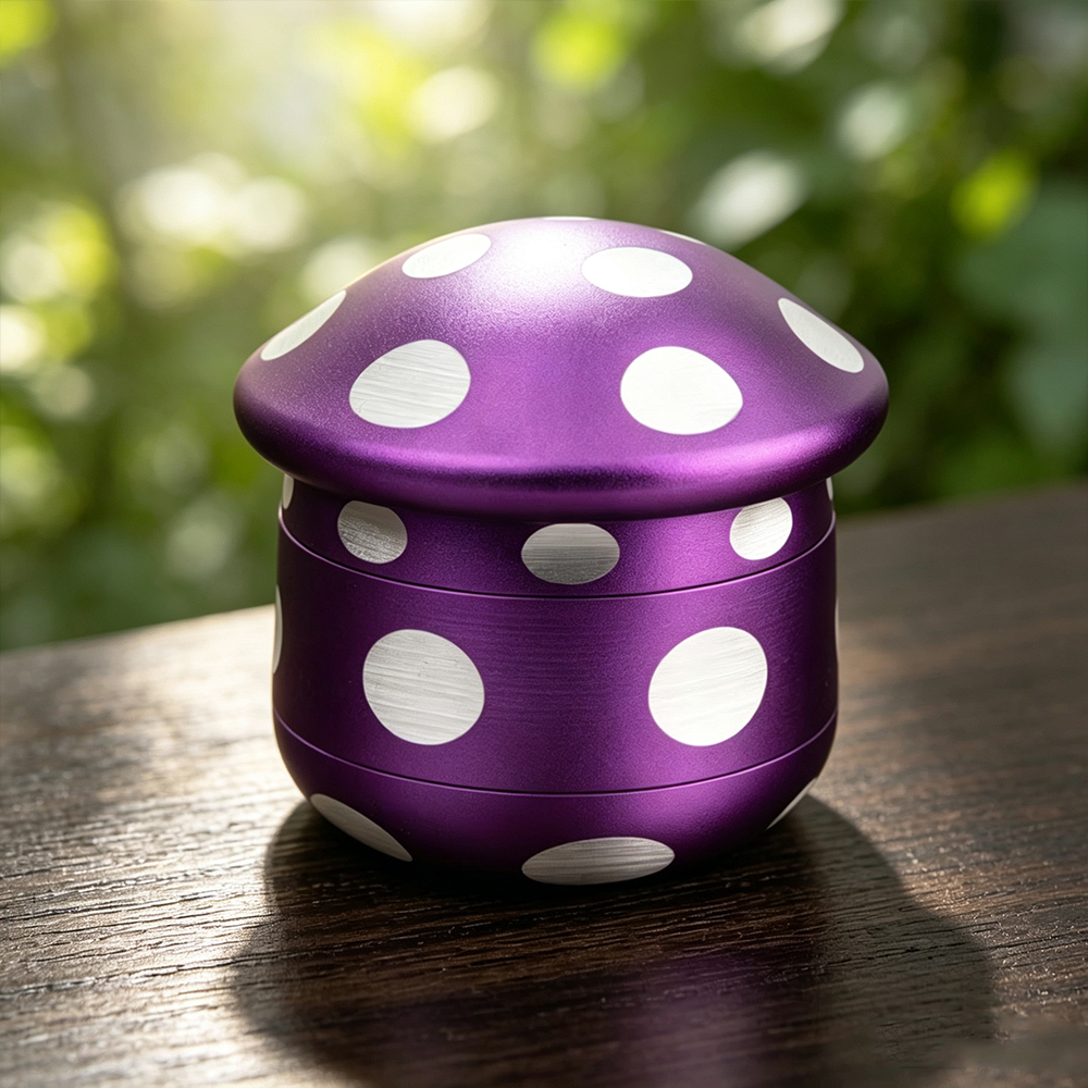 Personalized Mushroom-Shaped Metal Grinder with Name, Mesh Sieve and Mini Scraper, Birthday Gift for Adults