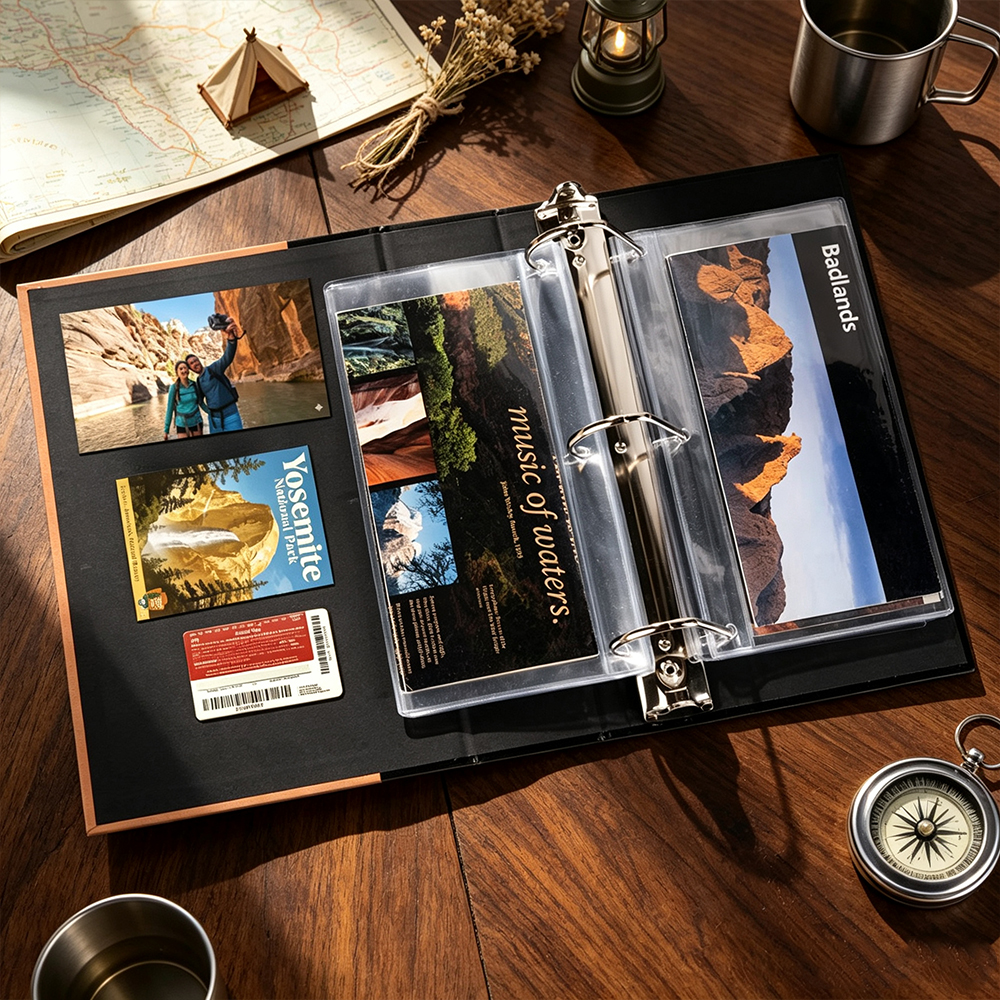 Personalized National Park Map Binder with Custom Text, Travel Map Organizer and Collector Album, Birthday Gift for Park Lovers